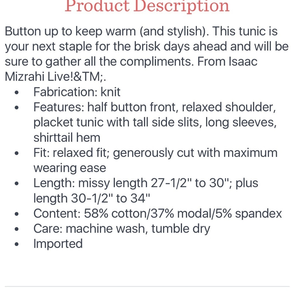 Half placket button tunic - Picture 7 of 9